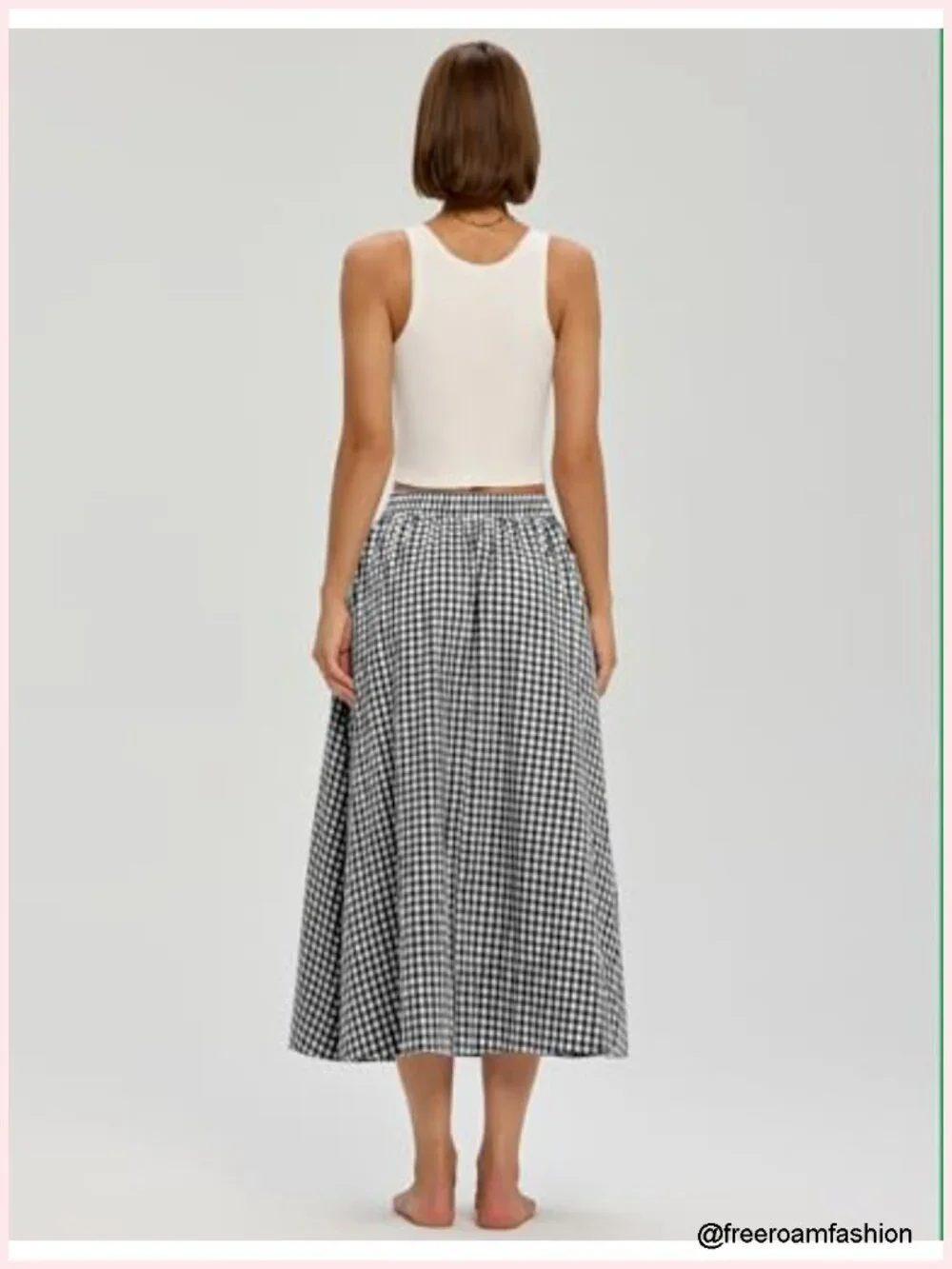 Cotton Midi Skirt A-Line Flowy Maxi with Pockets